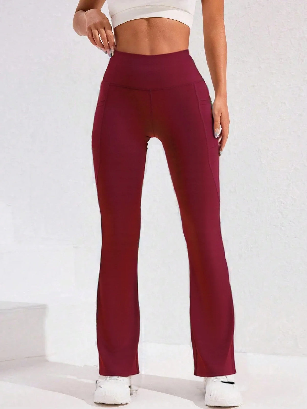 Women’s High-Waisted Flare Yoga Pants with Side Pockets