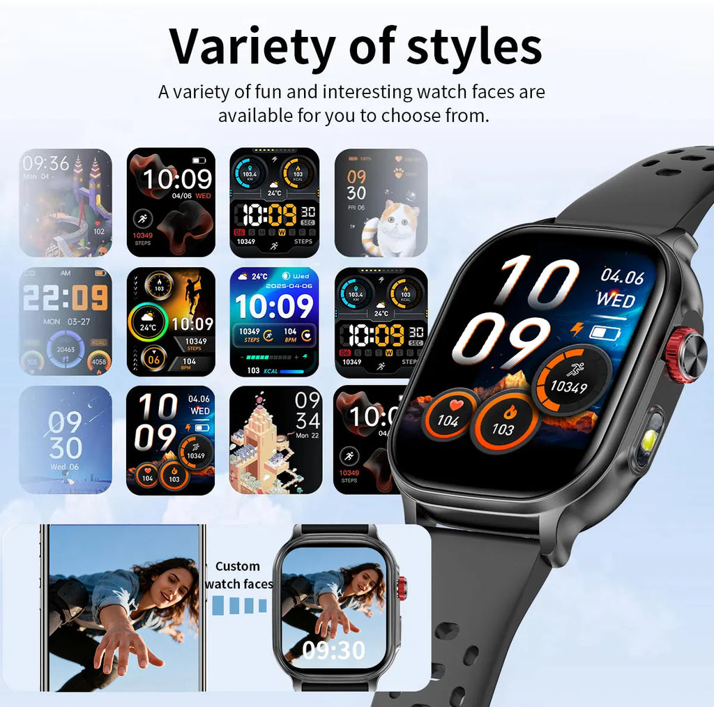 Bluetooth Calling Smartwatch with LED Flashlight