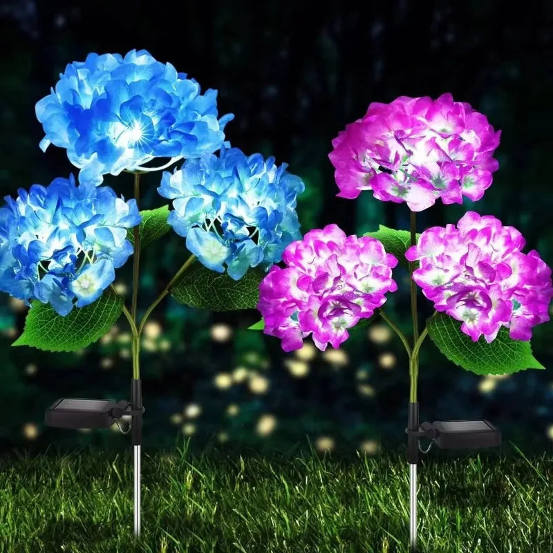 Solar Hydrangea Flower Lights – LED Simulation Lawn Lamp for Garden, Courtyard & Outdoor Décor