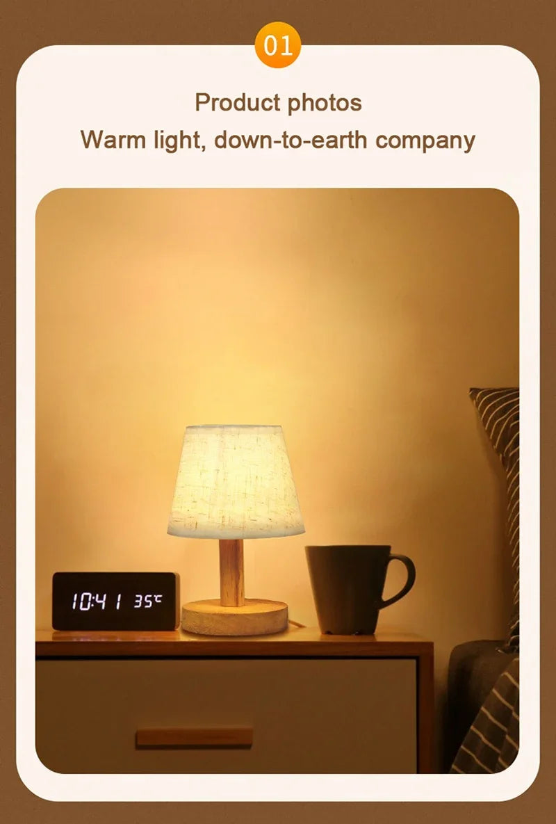 LED Desk Lights Japanese Style Interior Lighting Fixture Living Bedroom Room Bedside Night Desktop Decoration Retro Table Lamp