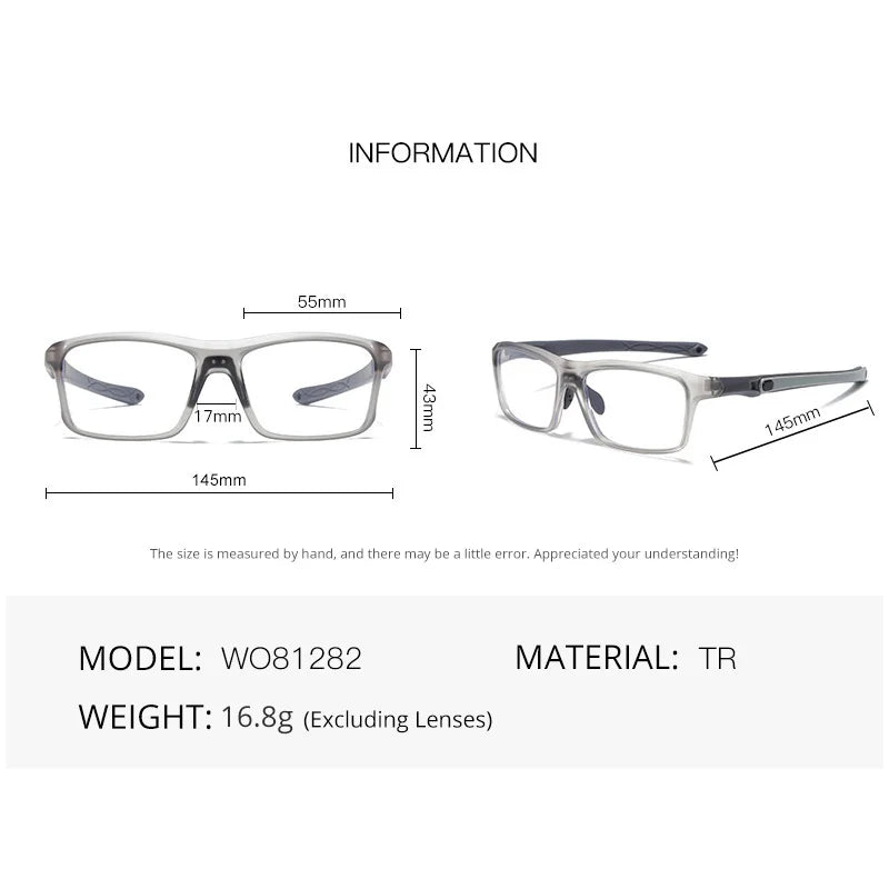 Gmei Optical TR90 Rectangular Sports-Style Eyeglass Frame