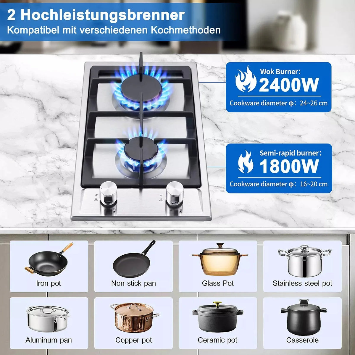 TopStrong 2-Burner Gas Cooktop – EU Model