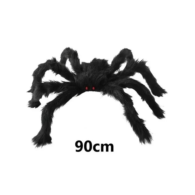 Black Plush Spider with Bendable Legs – Halloween Decoration