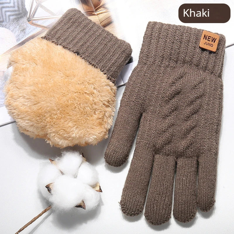 Unisex Lined Knit Winter Gloves