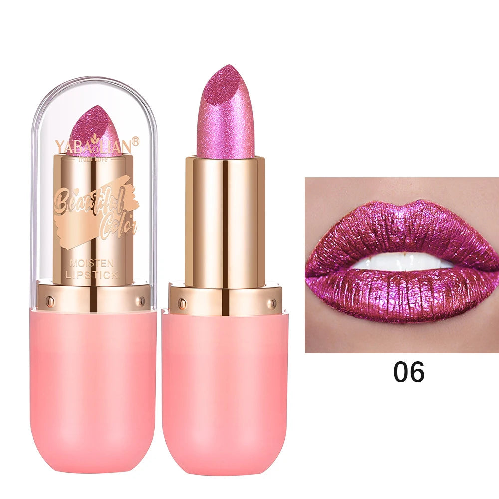 Metallic Shimmer Lipstick – 7 Chameleon & Pearl Shades