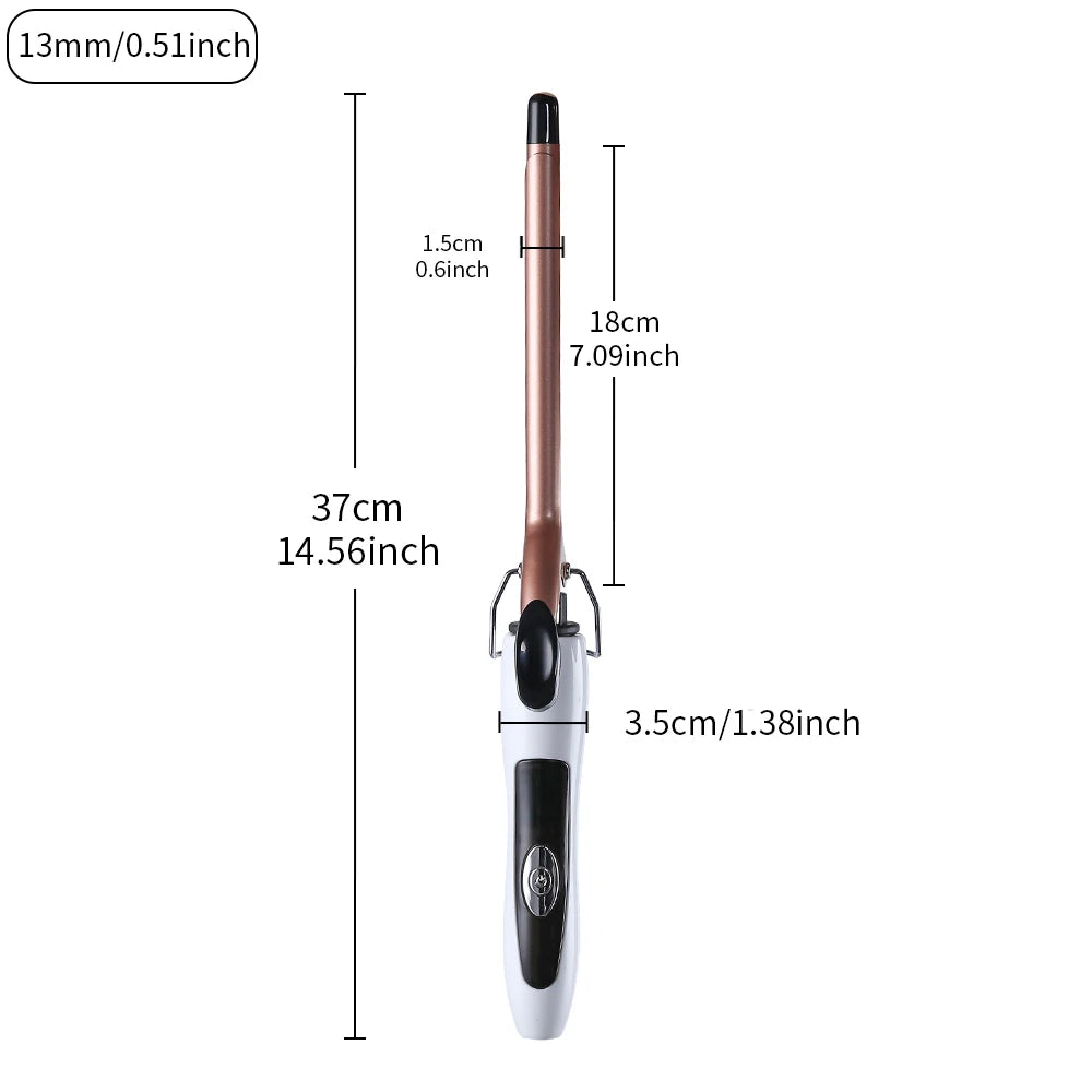 Ceramic Perm Bar Curling Iron – 0.51" Barrel, Fast Heating, Dual Voltage, 180–200°C