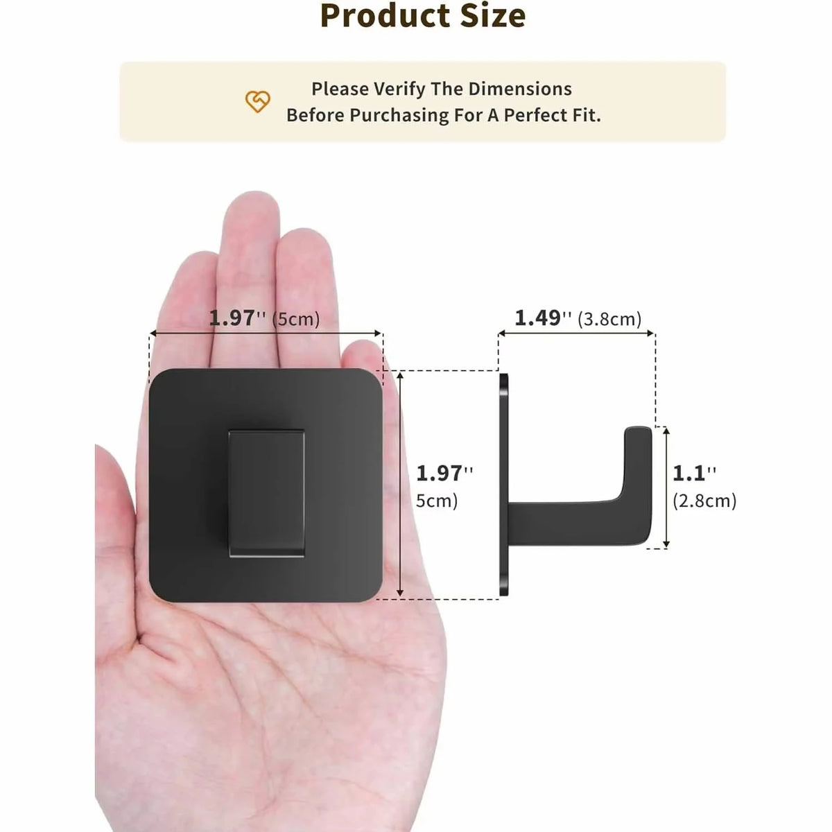 Black Aluminum Adhesive Wall Hooks – 1–4 Piece Options