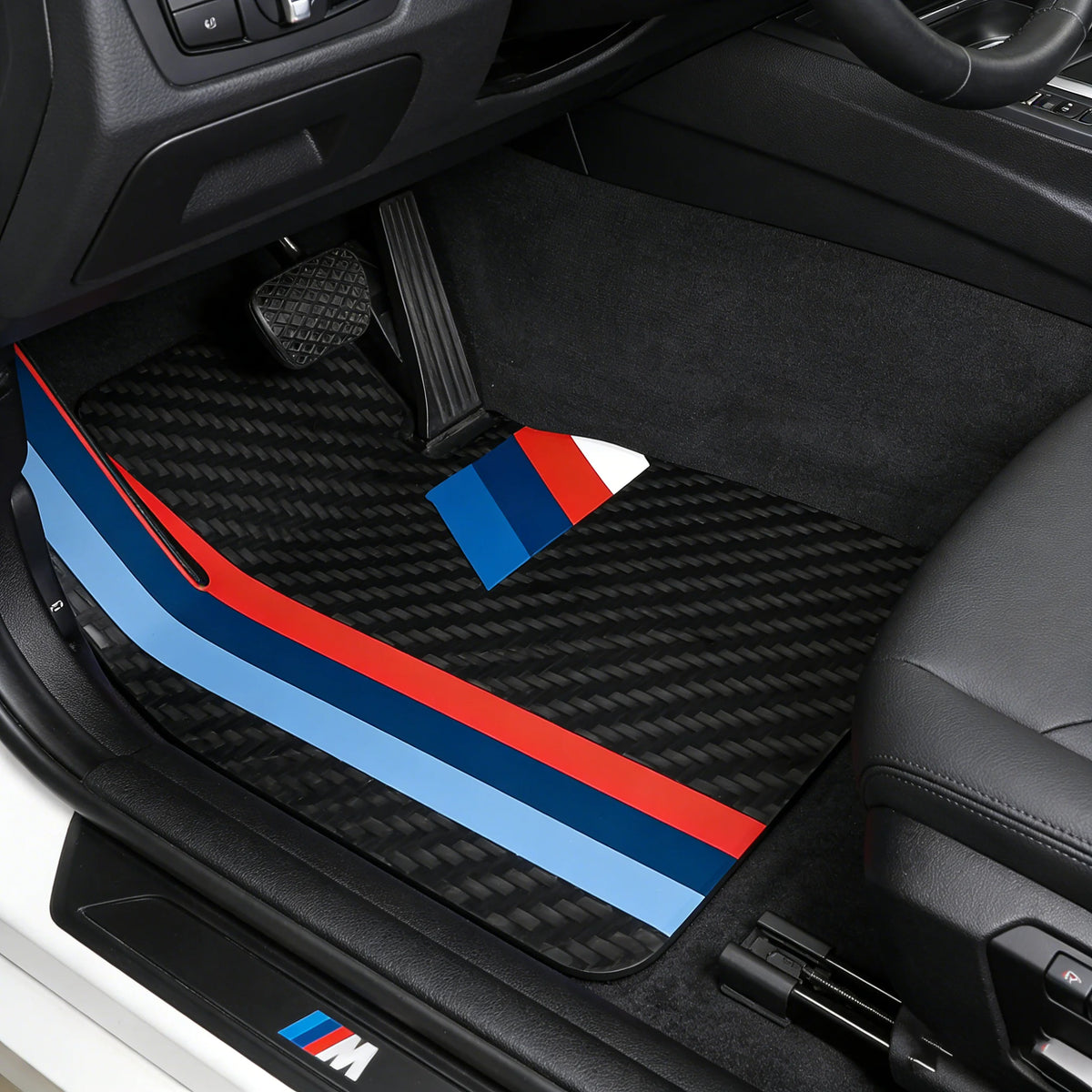 Sport-Stripe Car Floor Mats – 4-Piece Set