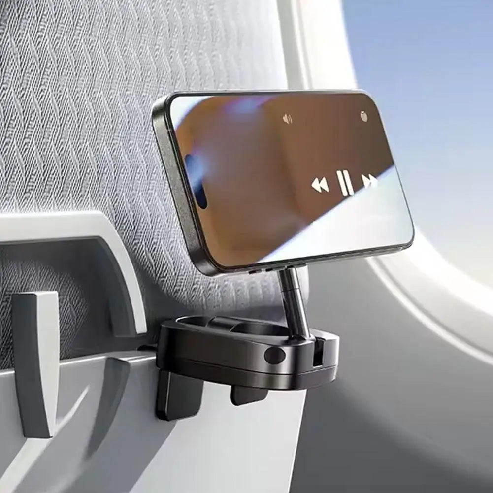 Magnetic Travel Phone Mount – Foldable Clip-On Holder with 360° Rotation