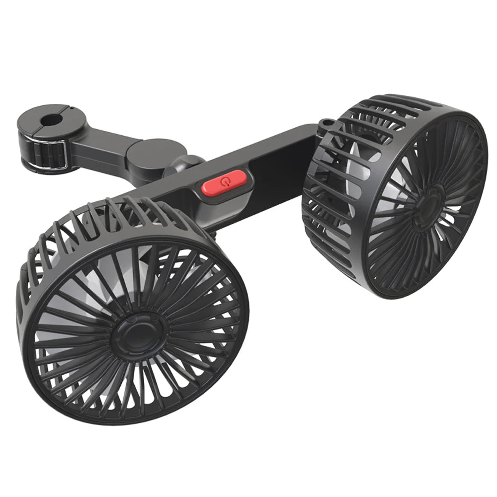 Dual-Head Car Backseat Fan with 3 Speeds