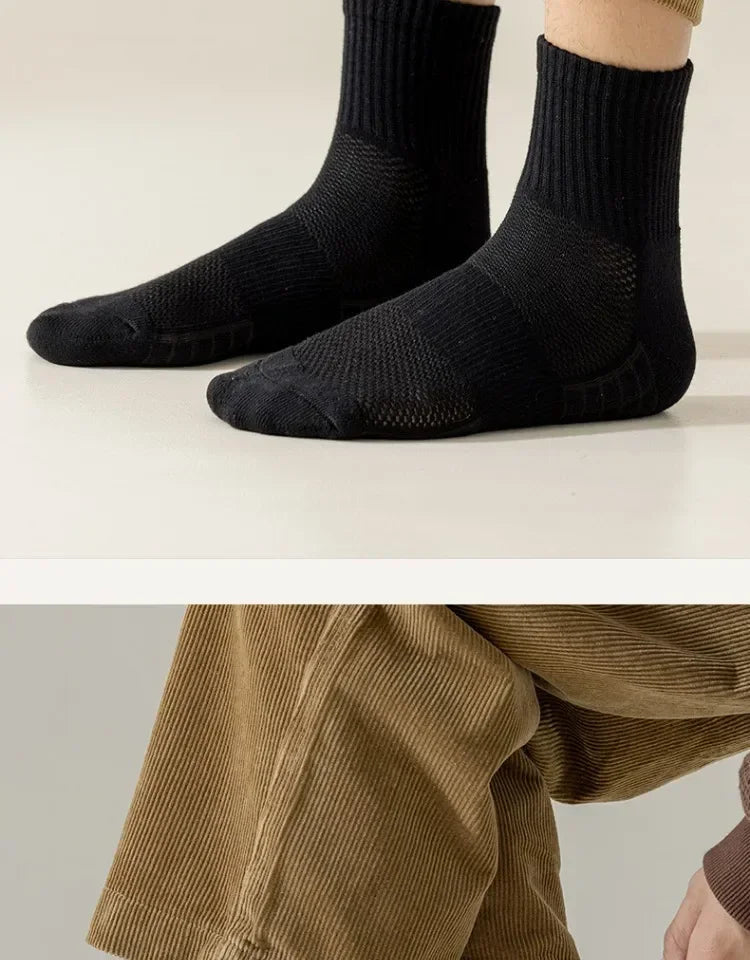Men's Terry-Cushioned Sports Socks – 3 Heights, 1 or 4 Pairs