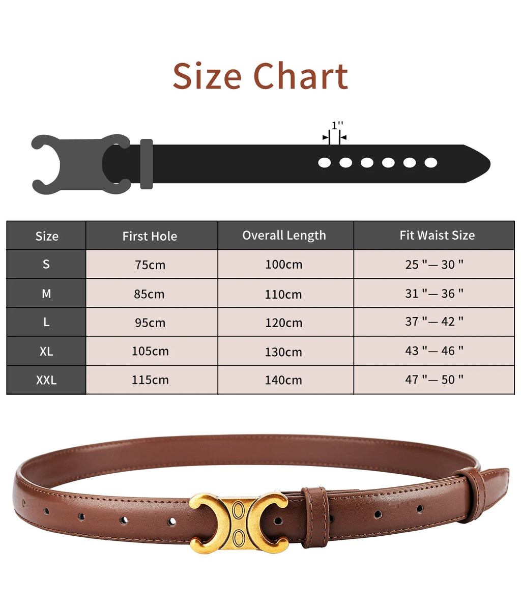 Women’s Belt with Gold-Tone Geometric Buckle