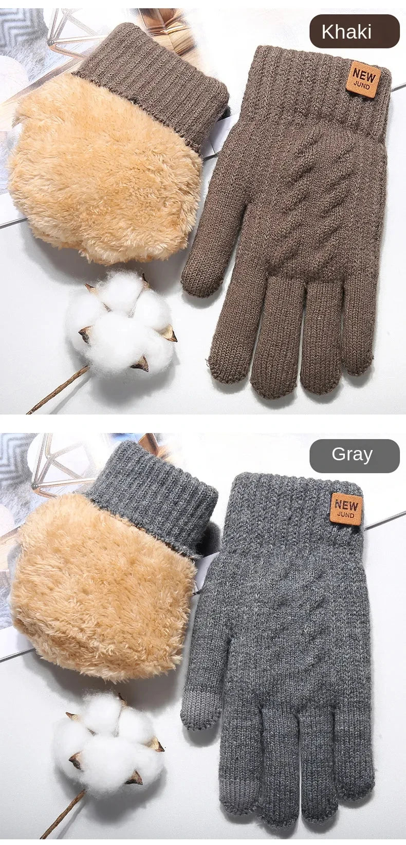 Unisex Lined Knit Winter Gloves