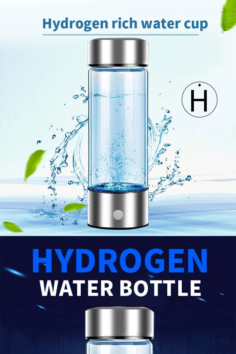 Rechargeable Glass Hydrogen Water Bottle – 14.2 fl oz (420 mL)