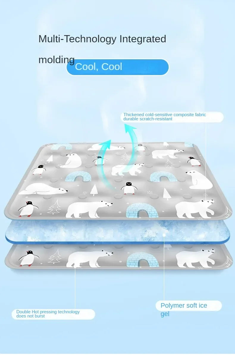 Large Pet Cooling Mat for Summer Heat Relief Reusable Breathable Gel Freeze Panel for Dogs Cats Indoor Outdoor Crate Bed