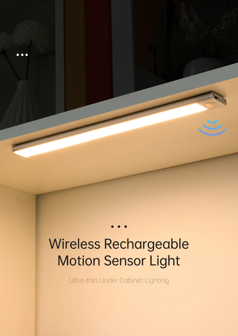 Rechargeable Motion-Sensor LED Light Bar – 3 Colors, Under-Cabinet