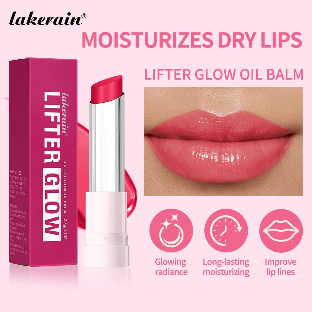 Lakerain Glow Lip Oil Balm Long Lasting Moisturizing Nourishing Daily Care Lip Balm Smooth-melt Softness Texture Natural Makeup