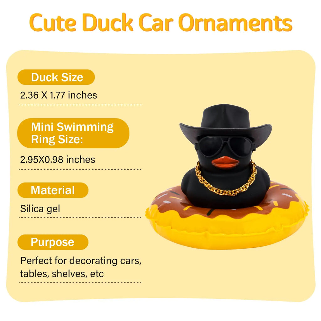 Car Rubber Duck, Coloured  Duck Decoration Dashboard with Sun Hat Swim Ring Necklace Sunglasses for Car Dashboard Decorations