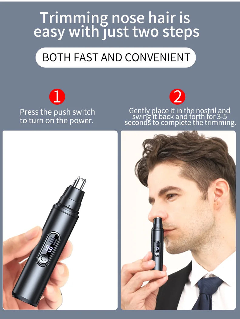 USB-C Rechargeable Nose Hair Trimmer – Black