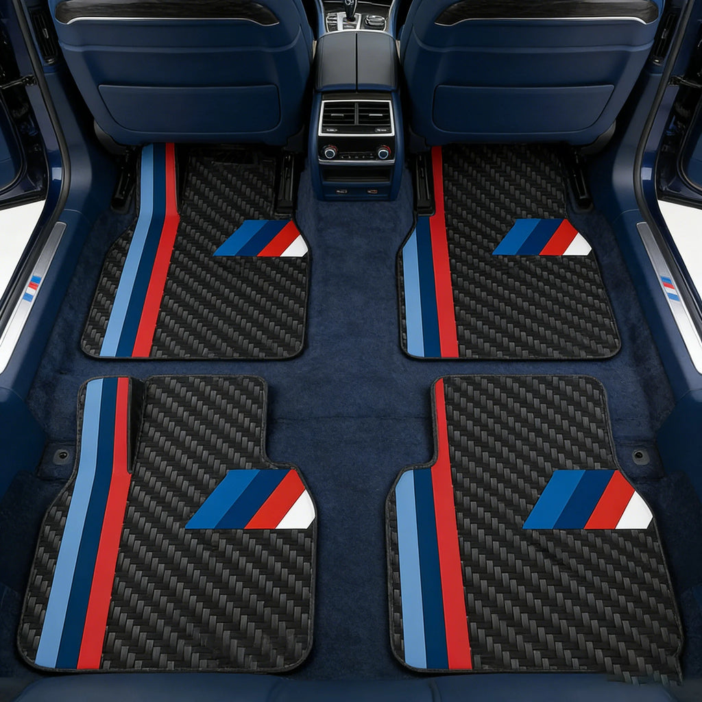 Sport-Stripe Car Floor Mats – 4-Piece Set
