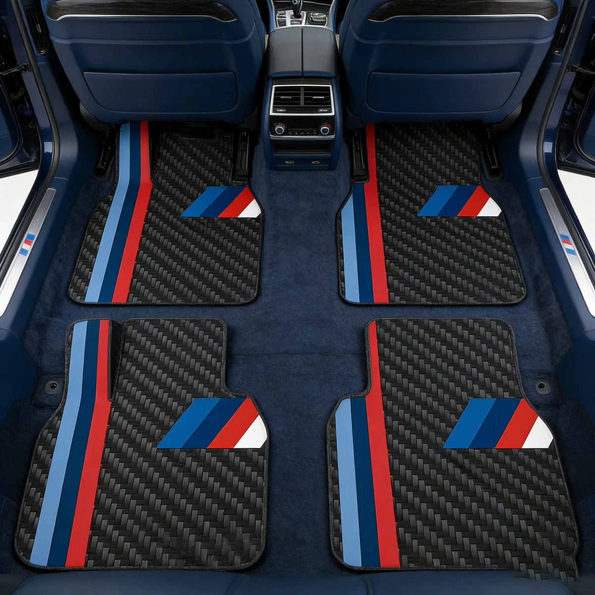 Sport-Stripe Car Floor Mats – 4-Piece Set