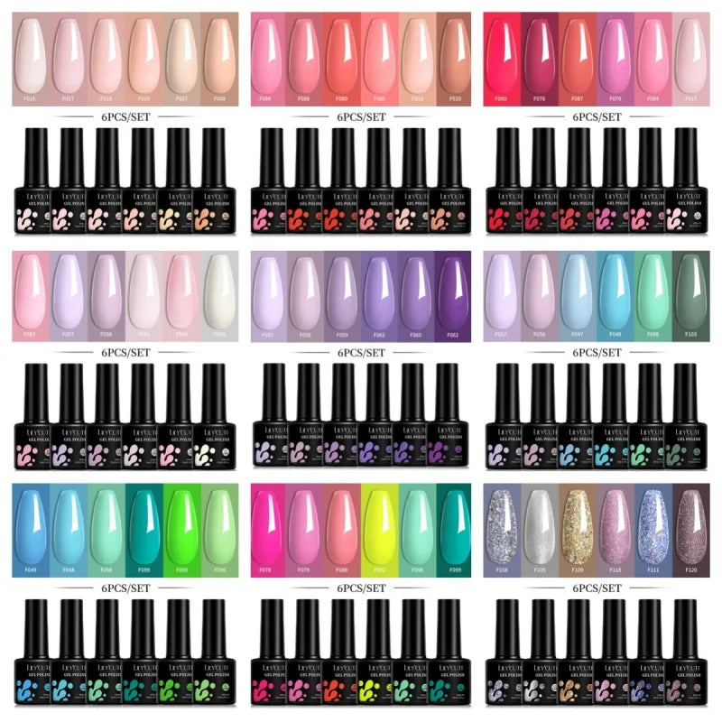 Soak-Off Gel Nail Polish Set – 6 Bottles, 7 ml (0.23 fl oz) Each