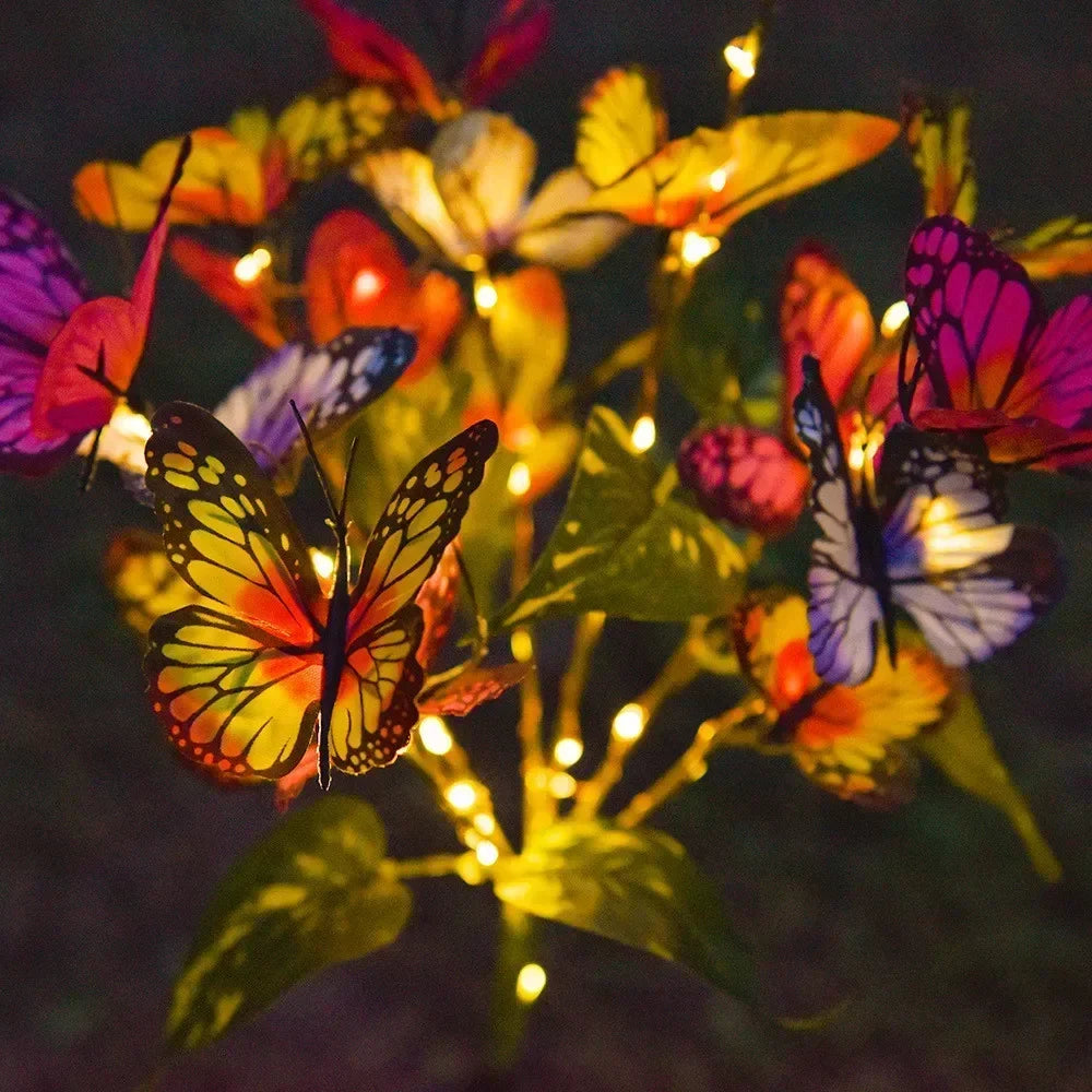 Festival Solar Outdoor Lights Butterfly Flower Garden Fairy Lights Wedding Birthday Decorations Lawn Lamp Yard Path Ornament
