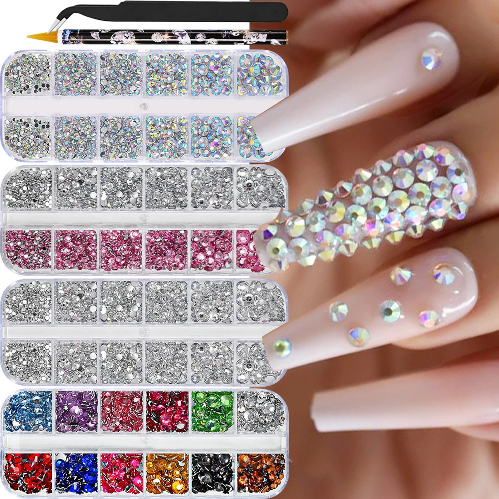 Nail Art Pearl-Look Beads & Rhinestones – Assorted Box Options