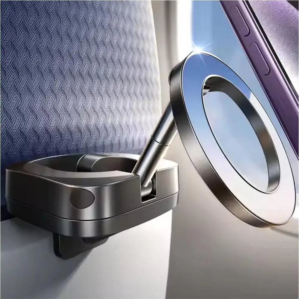 Magnetic Travel Phone Mount – Foldable Clip-On Holder with 360° Rotation