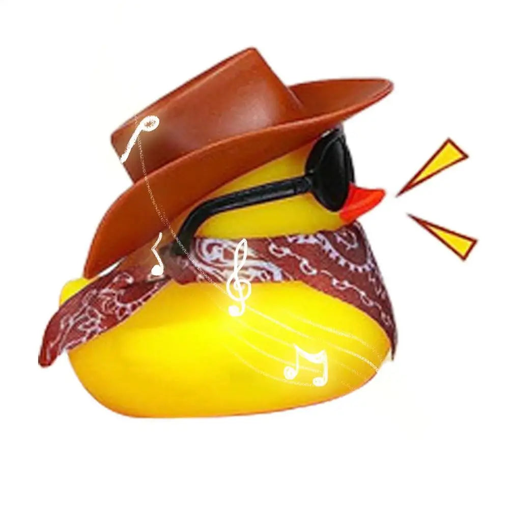 Car Rubber Duck Cowboy Rubber Duck Cool Dashboard Ornament Sunglass Car Duck for Dashboard Toy Car decoration Accessories