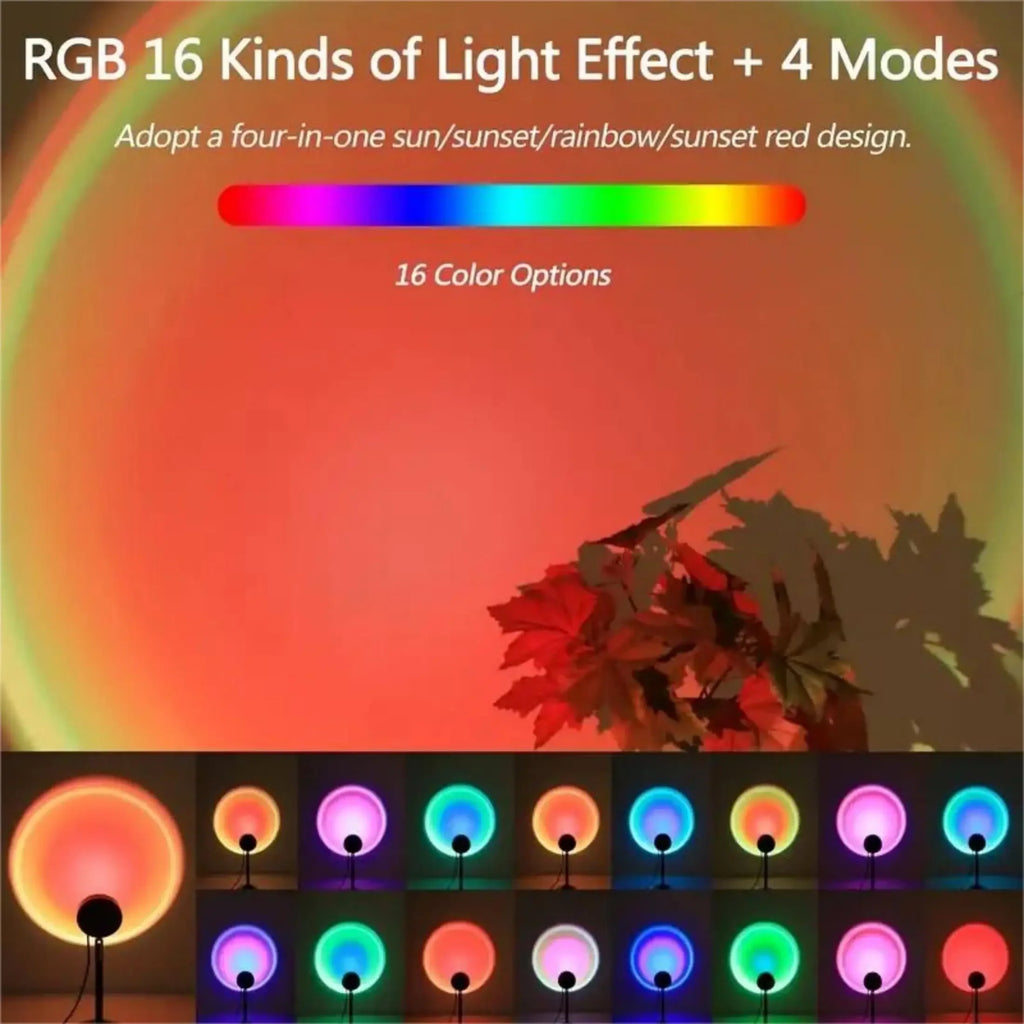 16-Color Sunset Projection Lamp with Remote – USB Powered