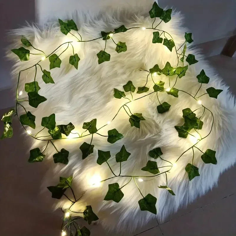 2M 5M LED Rose Flower String Lights Simulation Vine Leaf Fairy Light Christmas Decoration Garland Lamp for Room Wedding Garden