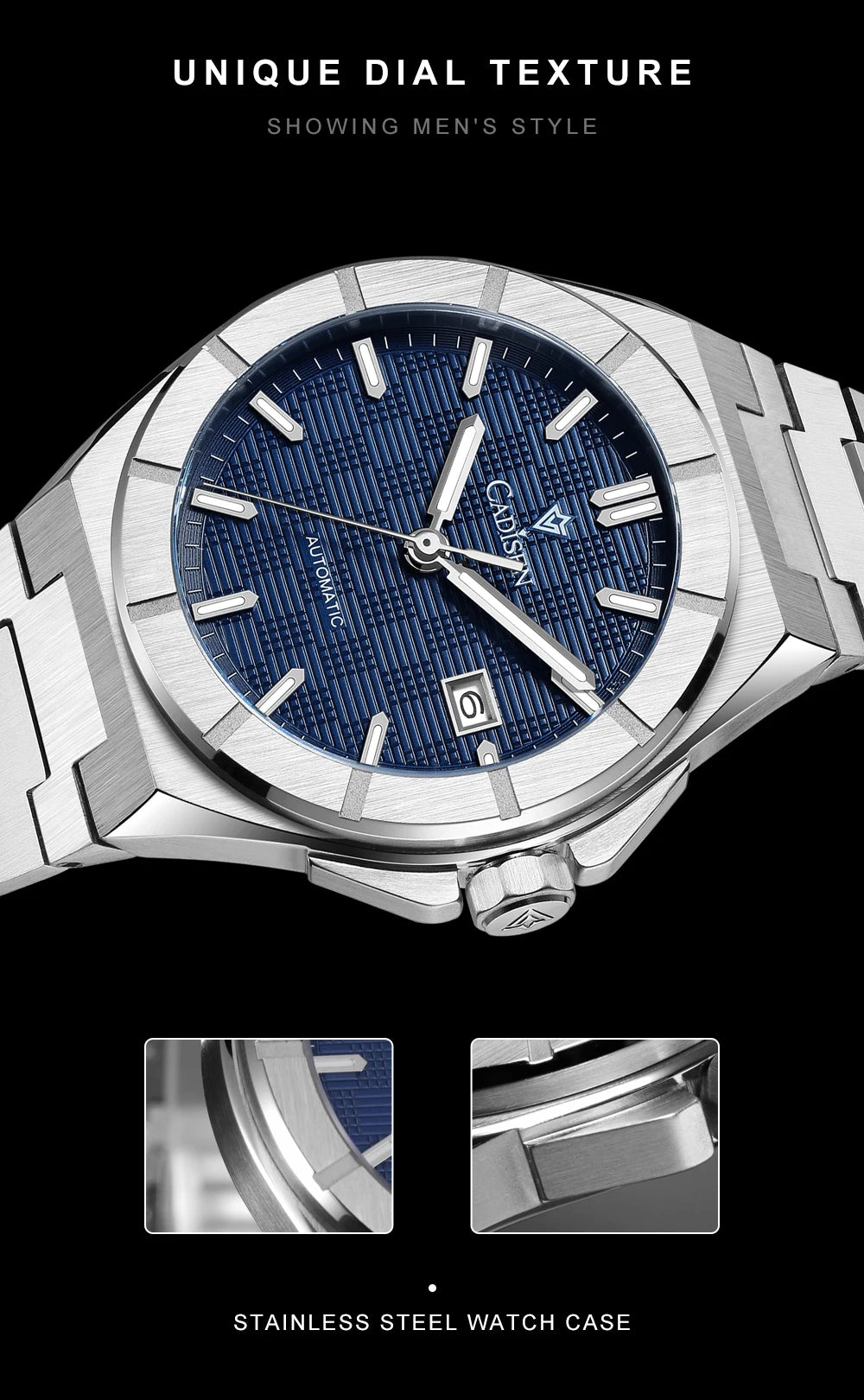 CADISEN C8242 Men’s Automatic Watch with Textured Dial