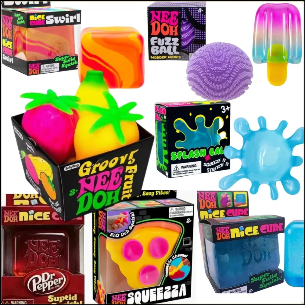 Schylling Needoh pizza Sensory Fidget Cube Stress Relief Squishy Cube Anti-Anxiety Squeeze Toy For Focus ADHD Population