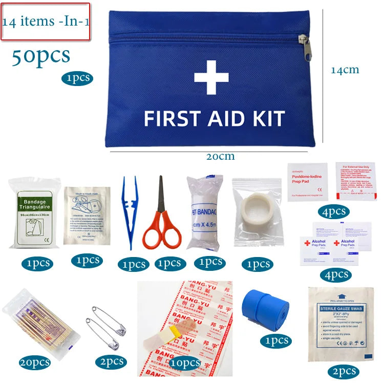 Portable First Aid Kit – Red or Blue, Multiple Kit Options