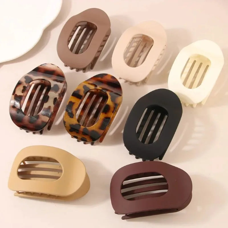Leopard Matte Oval Hair Claw Clip for Women New Design Curved Flat Acrylic Barrettes Fashion Styling Hair Accessories