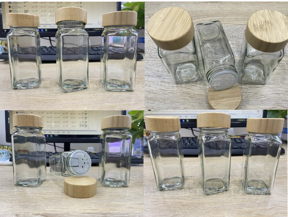 Glass Spice Jar Set with Bamboo Lids – 4 fl oz