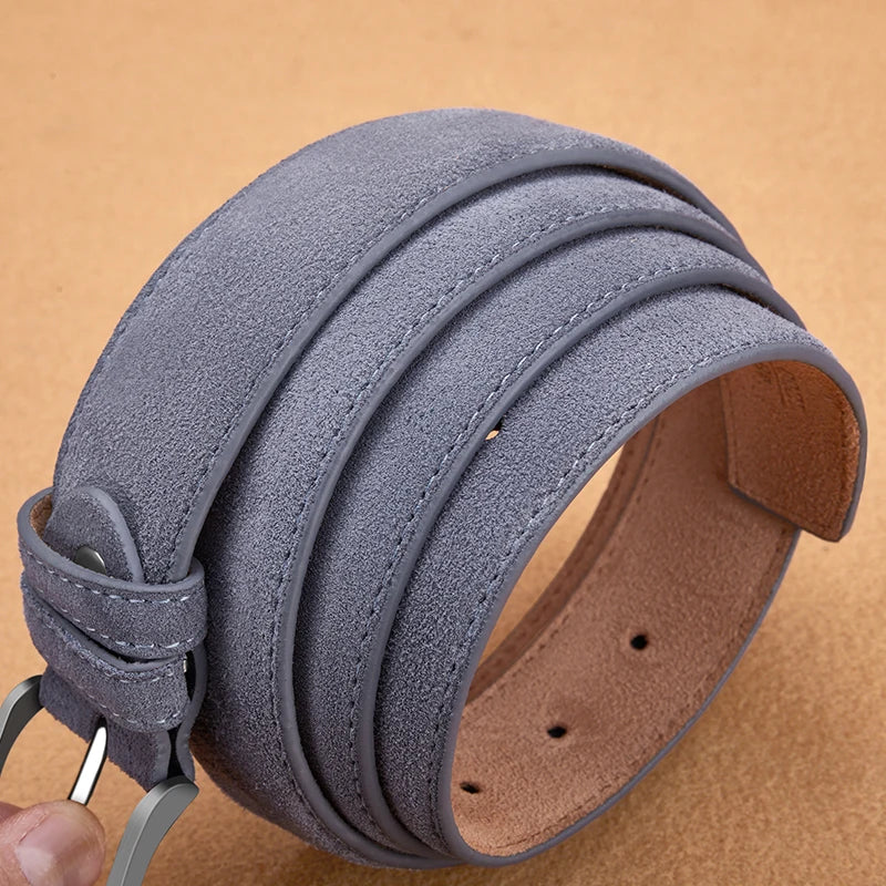 Suede-Look Casual Belt with Classic Pin Buckle