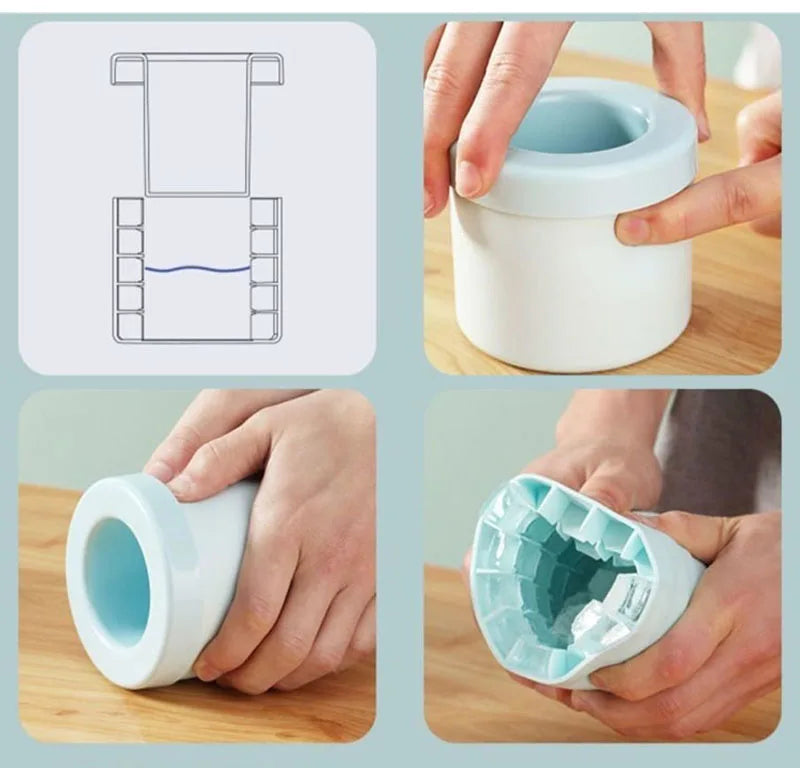 Silicone Round Ice Cube Mold – Cylindrical Ice Bucket Maker, Fast-Cooling 1.3cm(0.5 in) Mini Cubes for Cocktails, Whiskey & Bar Drinks