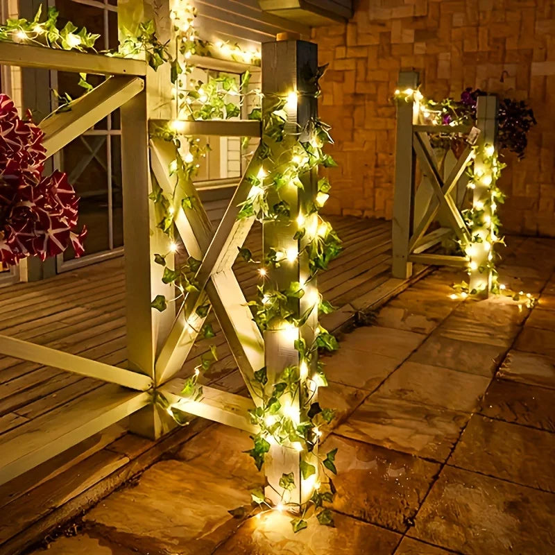 5M 50LED Rose Vine String Lights Solar Powered Artificial Flower Fairy Light for Garden Patio Bedroom Wedding Christmas Decor
