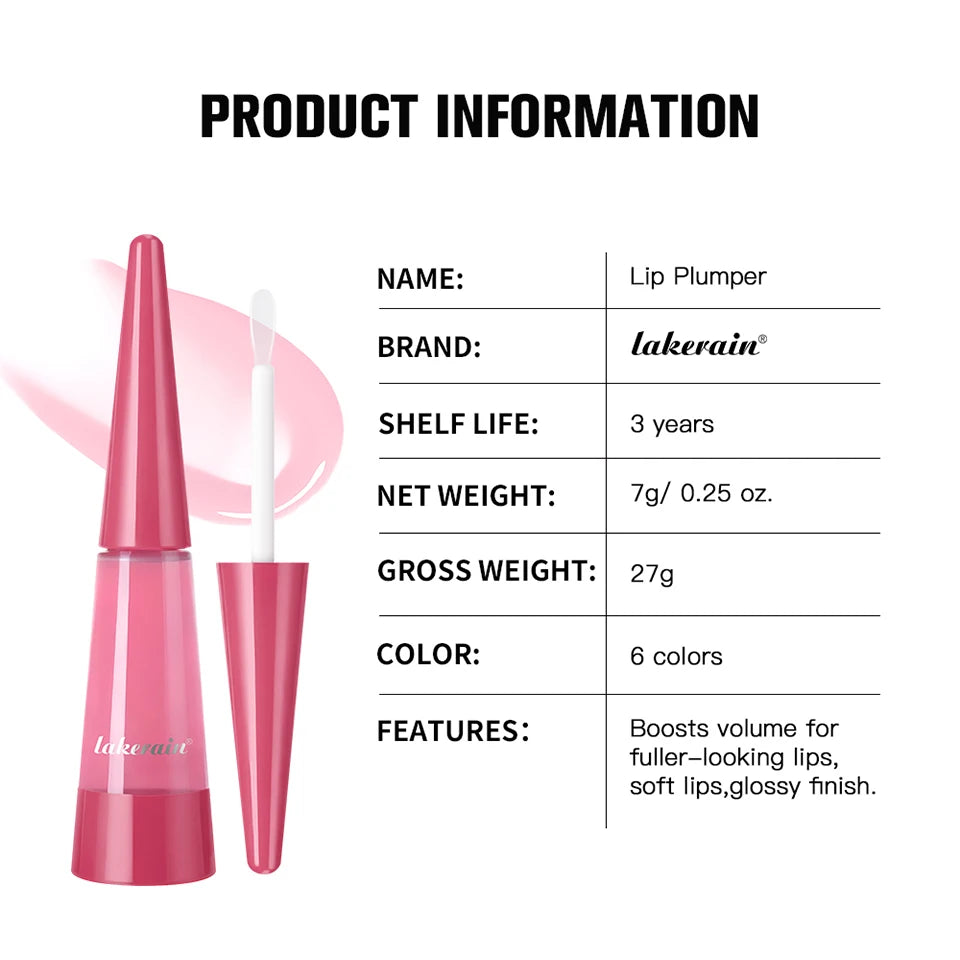 Lakerain Lip Plumper Gloss Oil Lip Long-Lasting Moisturizer Volume Boosting Lip Oil Volumizing & Hydrating Non-Dry Plumping