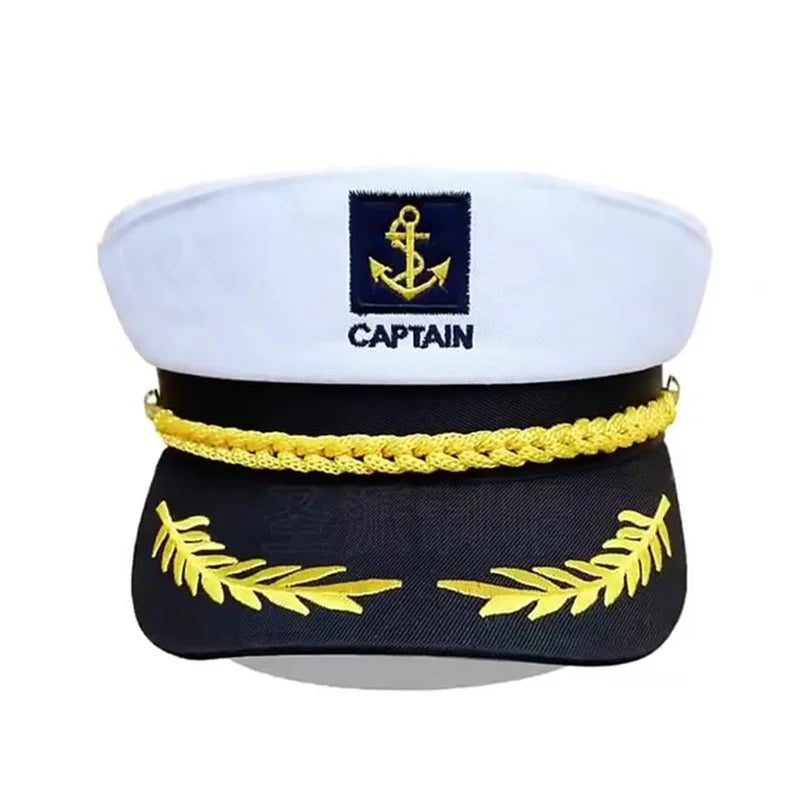 Captain's Yacht Hat – Adjustable, Gold Rope Trim, 3 Colors