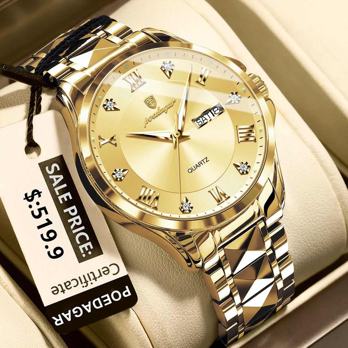 POEDAGAR 883 Men’s Day-Date Quartz Watch