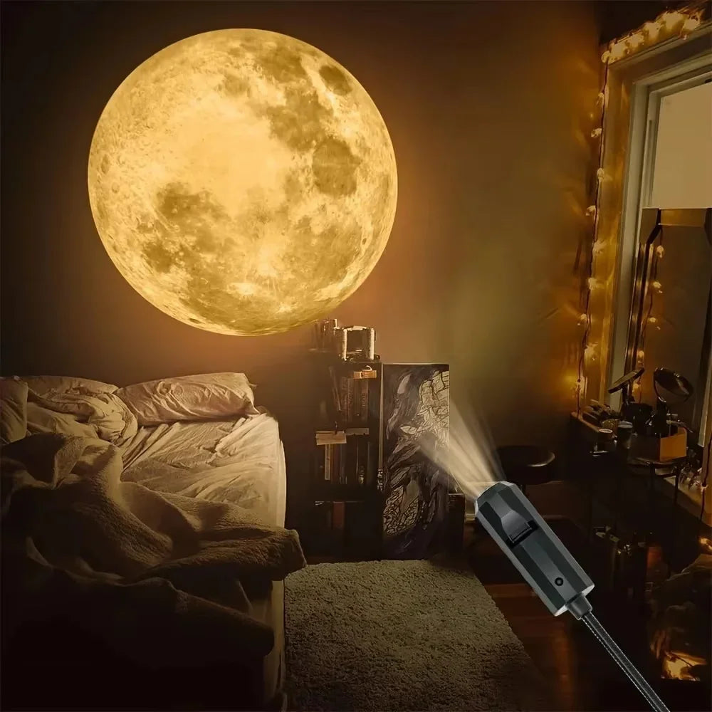 Planet Projection Night Light – Moon & Earth Ceiling Lamp for Kids Bedroom Decor