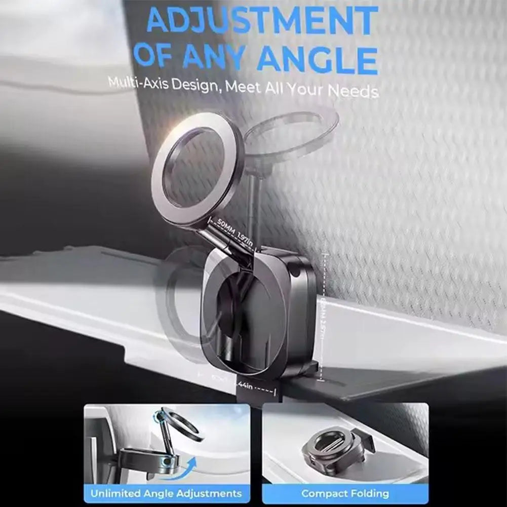 Magnetic Travel Phone Mount – Foldable Clip-On Holder with 360° Rotation