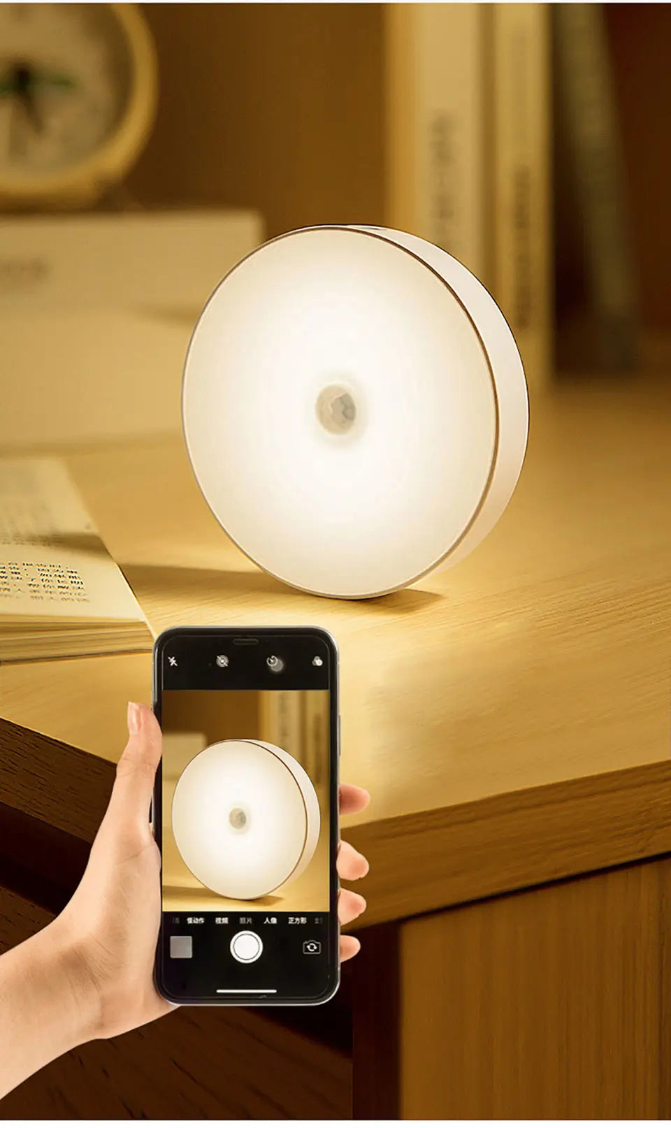 Rechargeable Round Motion-Sensor LED Night Light
