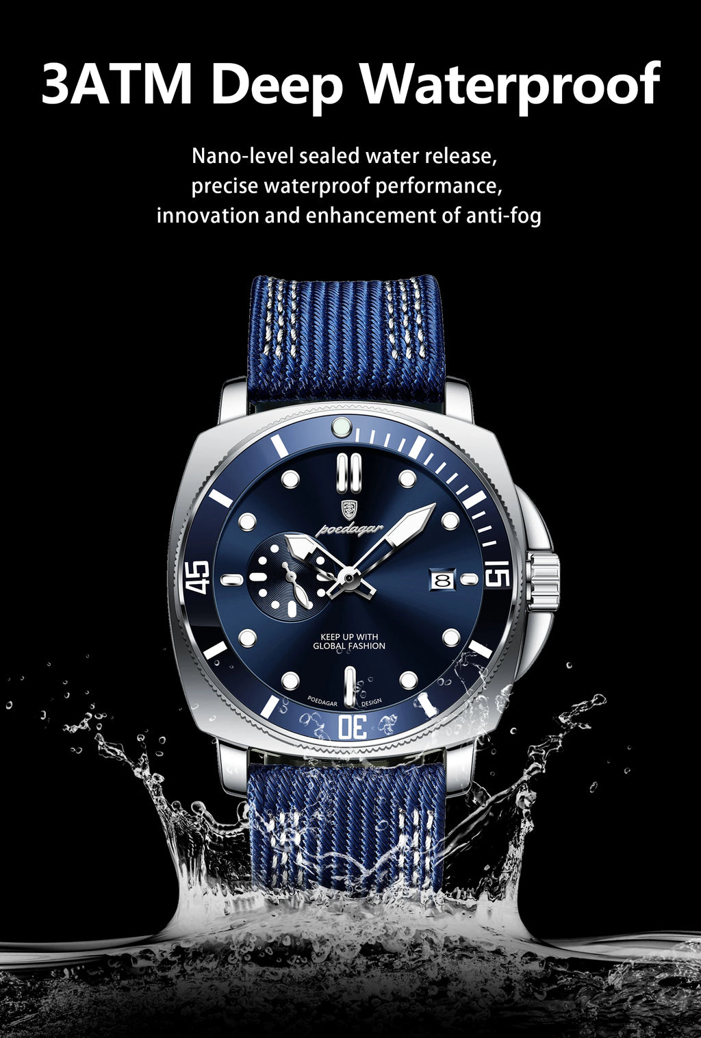 POEDAGAR 873-NL Men’s Quartz Watch with Nylon Strap