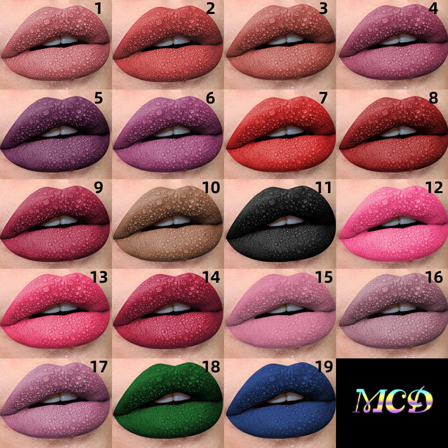 Matte Velvet Lip Gloss – Waterproof Long-Lasting Liquid Lipstick, 19 Shades, 2.7g