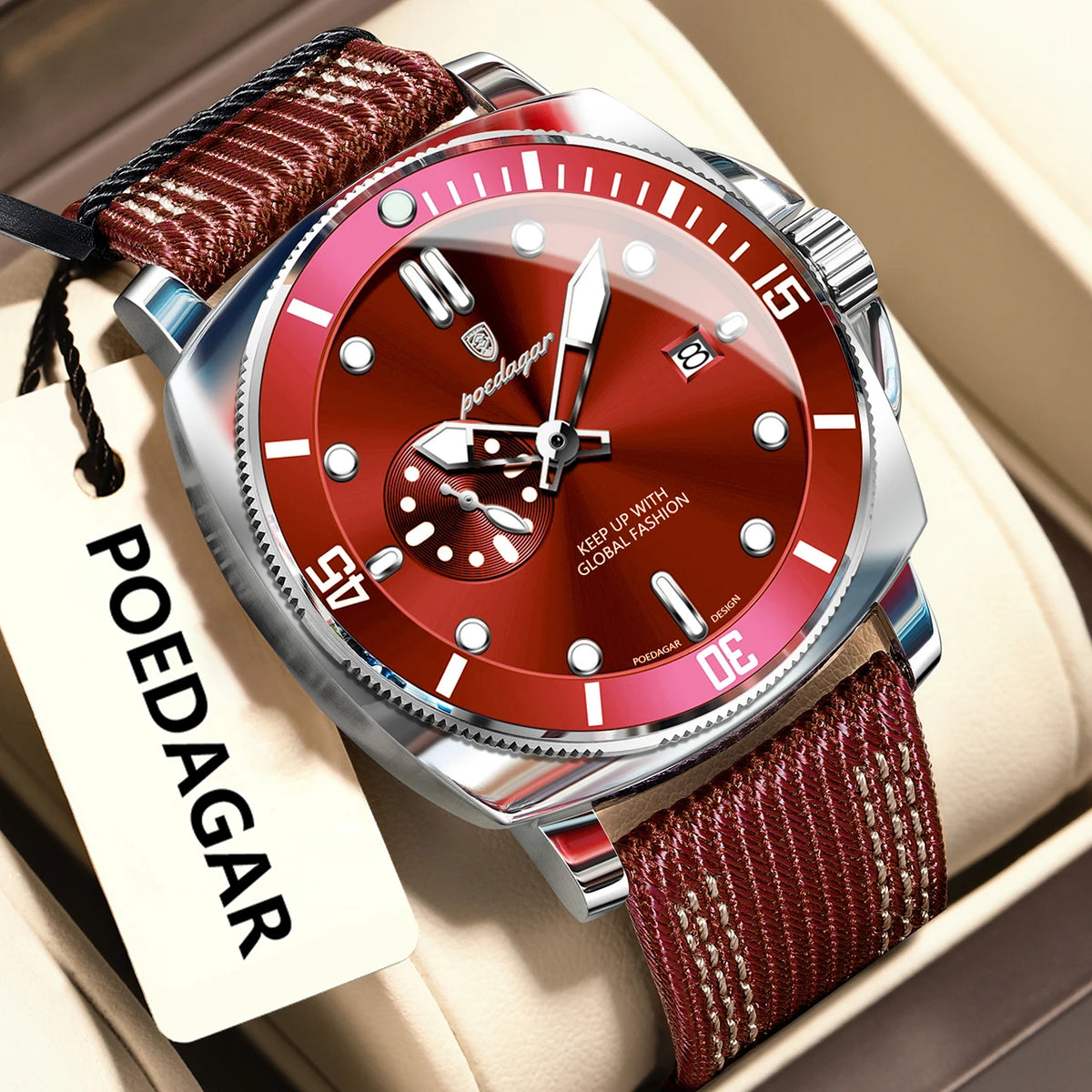 POEDAGAR 873-NL Men’s Quartz Watch with Nylon Strap