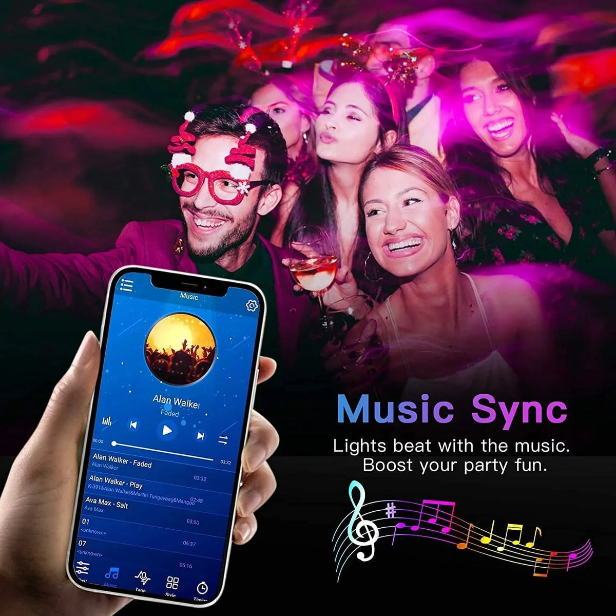 Bluetooth LED Strip Lights with App & Remote Control